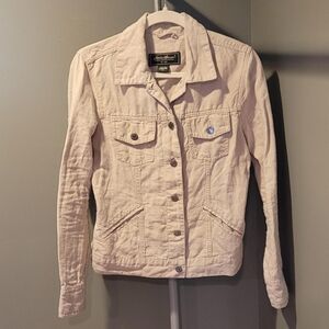 Eddie Bauer Women's 100% Linen Button-Up Jacket, Size S, Light Tan Beige